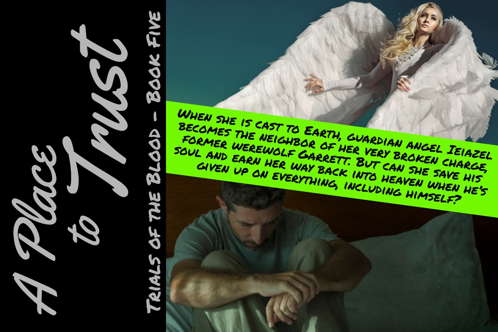 A PLACE TO TRUST - TRIALS OF THE BLOOD, BOOK FIVE - When she is cast to Earth, guardian angel Ieiazel becomes the neighbor of her very broken charge, former werewolf Garrett. But can she save his soul and earn her way back into heaven when he's given up on everything, including himself?